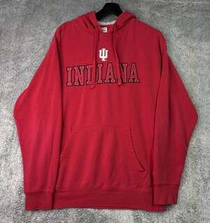 Size Medium - Champion Indiana University Red Fleece Pullover Hoodie